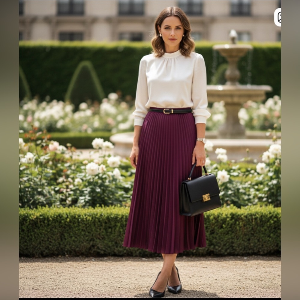 Elegant Pleated Purple Skirt by Le-Ciel